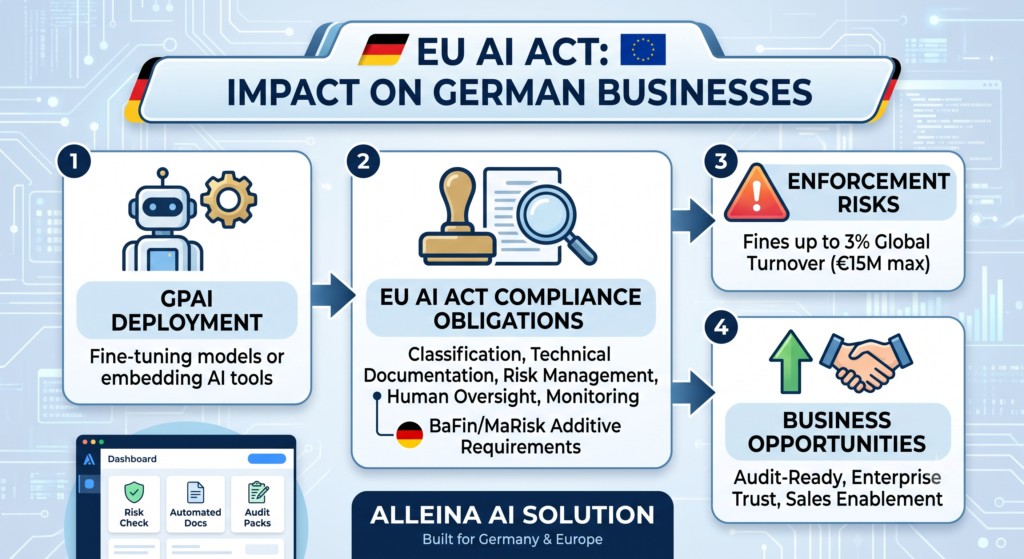 EU AI Act impact on German businesses: GPAI deployment, compliance obligations, enforcement risks and business opportunities